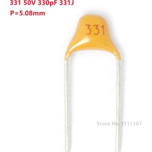 100pcs/lot Multilayer ceramic capacitor 331 50V 330pF 331J P=5.08mm