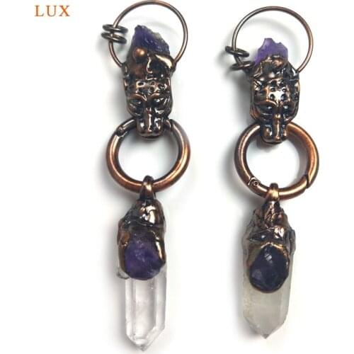 Fashion Ox Head Healing Clear Quartz Pendant Pendulum Cow Head Pendant Raw Amethyst Pendant Skull Pendant For Necklaces Jewelry