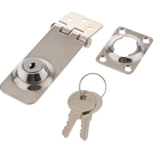 Marine Hardware Stainless Steel Keyed Locking Hasp, 3.1 x 1.2 inch / 80 x 30mm