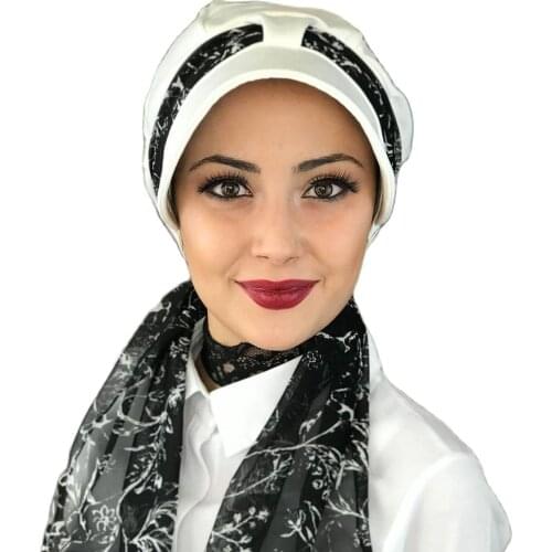 New Fashion 2021 Islamic 1headscarf Turban Womens Hat Seasonal Bonnet One-piece Foulard White Single Biritli Scarf Hat