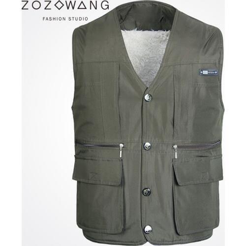 New Zozowang solid v-neck solid casual Single Breasted autumn winter brushed plus size keep warm waist coat men fashion vest men