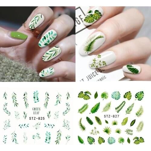 New arrival Nail Sticker Flower Leaf Tree Green Stickers for nails DIY Nail Art Decor Gel Polish Sticker Manicure Foils
