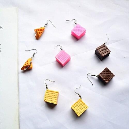 New Ins style Cute Food Jewelry for women girl Resin Funny Dessert Drop Earrings nice gift Handmade sandwich Biscuit Earrings