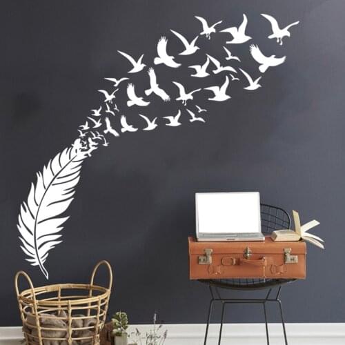 Feathers Turned into Swallows Wall Sticker Bedroom Decor Decals Stickers For Kids Room Decoration Vinyl Decal Home Decorative