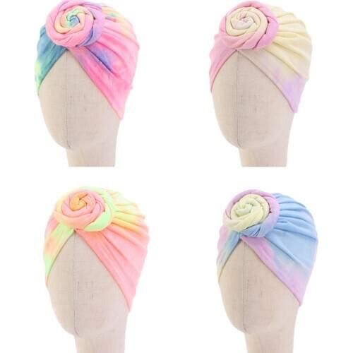 Infant Newborn Baby Girls Boy Hat Turban Cap Tie-dyed Kids Toddler Twist Knot Caps Beanie Bonnet Headwear Head Cover Scarf Wrap