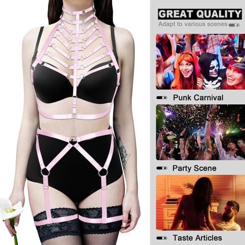 Bdsm Harness For Women Garter Belt Fetish Lingerie Body Buttocks Bondage Polyester Leg Harness Belts Goth Stockings Suspender