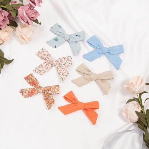 12 pcs/lot, Handtied Cotton linen bow nylon headbands, Baby girls hair accessories baby shower gift