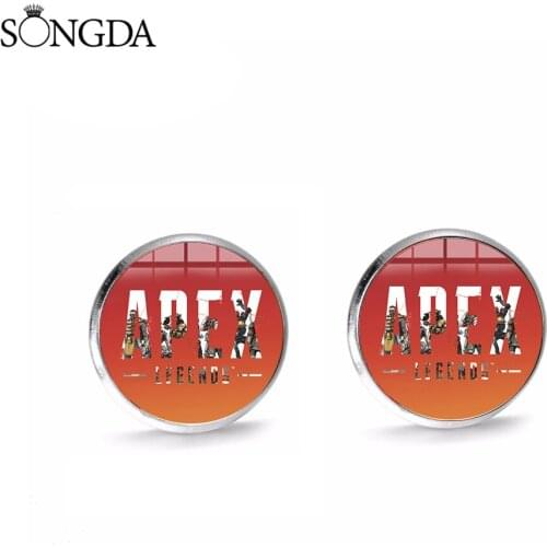 SONGDA Game Apex Legends Letter Logo Stud Earrings Figure Photo Glass Cabochon Earrings For Women Men Jewelry