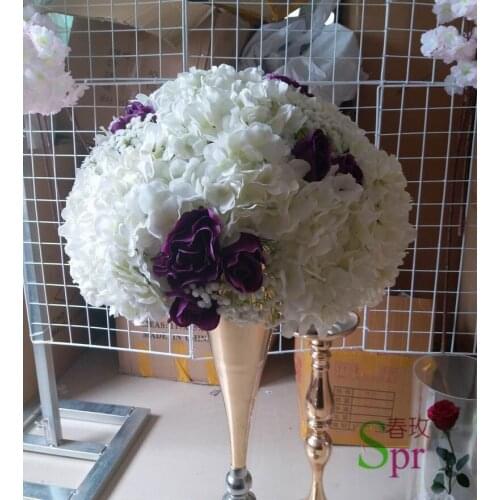 SPR NEW 40cm hydreage rose with Babysbreath wedding table centerpiece flower ball artificial rose even ideas arrangement decor