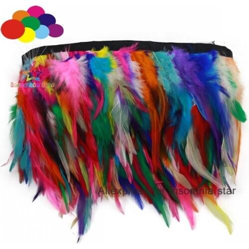 Top 1/10meter multicolor Rooster Tail Feathers 8-12cm wide cock Cloth Sideband for Clothing Wedding Party trims DIY Scarf
