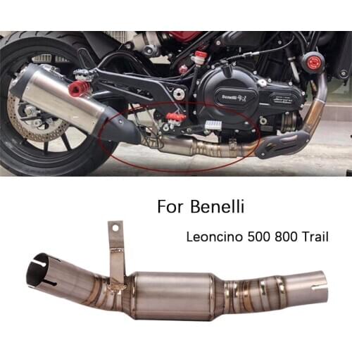 Delete Catalyst for Benelli Leoncino 500 800 Trail Motorcycle Exhaust Pipe Titanium Alloy Mid Pipe Slip On Original Muffler Pipe