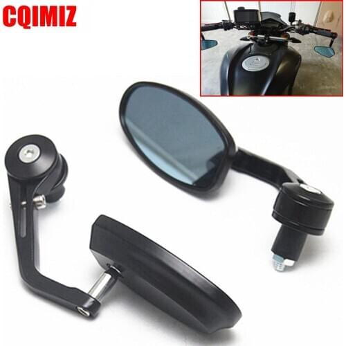 7/8" 22mm Universal Motorcycle Mirrors Rear View Handle Bar End Rearview Side Mirror Oval For Cafe Racer