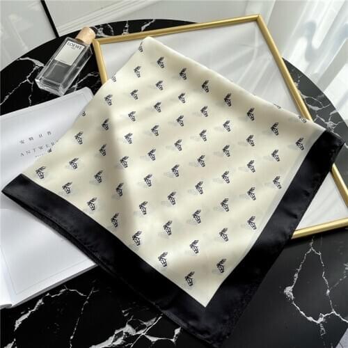 Spring Square Silk Scarf Lady Print Neckerchief Shawl Wrap Women Hair Band Foulard Neck Tie Bag Scarves 2021 New