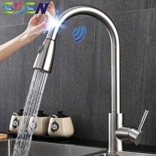 Pull Out Kitchen Faucet SDSN Brushed Touch Kitchen Faucet Pull Down Kitchen Tap Stainless Steel Sensor Touch Kitchen Faucet