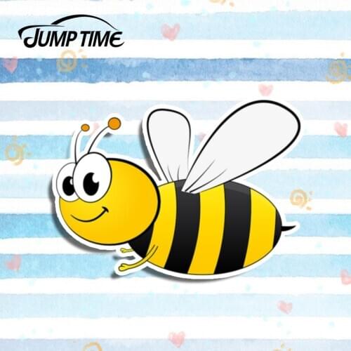 Jump Time 13cm x 9.2cm Funny Car Stickers Flying Bee Decal Vinyl Funny Bumper Drift Waterproof Cartoon Car Styling Accessories