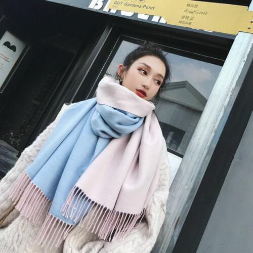Mingjiebihuo Autumn and winter new outdoor soft scarf dual use big temperament comfortable high quality shawl thick girls scarf
