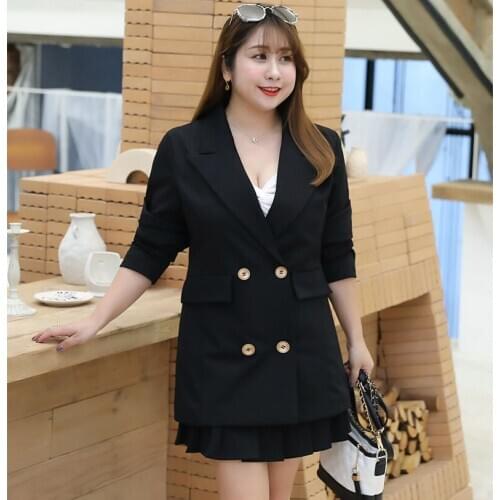 Oversize Womens Loose Professional Suit Temperament Casual Double-Breasted Blazers Female Pocket Button Trench Coat 2021 E458