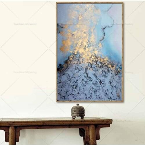 Gold Sea Flying Abstract Canvas Painting Living Room Restaurant Interior Decoration Picture Wall Art Hand Painted Oil Painting