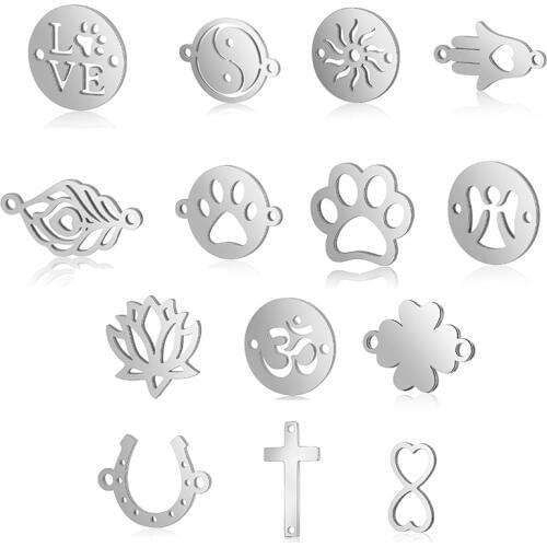 10pcs/lot 316L Stainless Steel Handcraft Connector Charms Multi Designer Connection Pendant Fit Necklace Bracelets DIY Jewelry