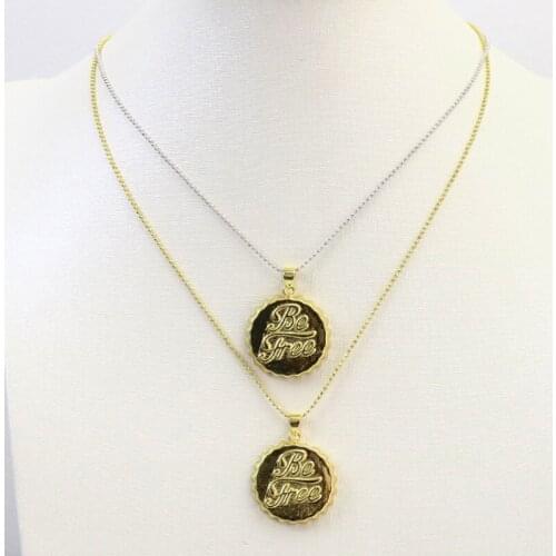 10 Pcs Be free Pendant necklace Round pendant necklace jewelry chain necklace Handmade Necklace design 7403