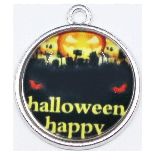 10PCS Halloween Charms-Bat, Pumpkin lantern,Spider,Witch,Skull,Cat Charms Pendant Craft Supplies Pendants for DIY