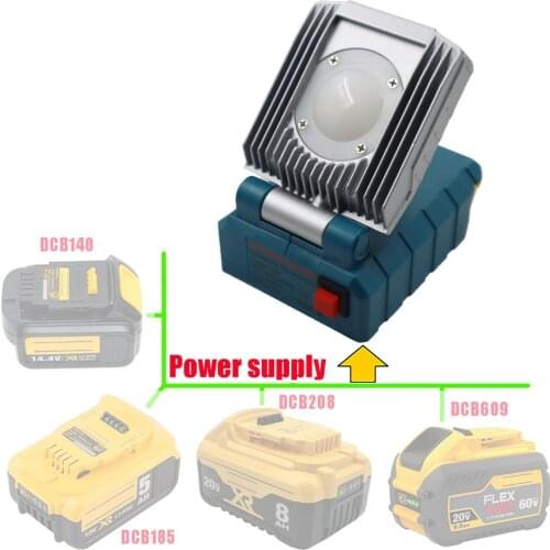 10W 1000LM 18V LED Lamp Work Lamp For DeWalt dcb200(NO Battery,NO Charger)Lithium Battery Outdoor Tools Work Light