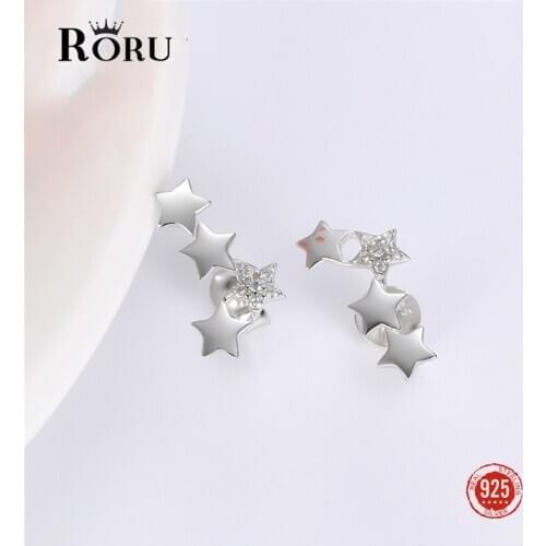 100% S925 Sterling Silver Stackable Star Earrings for Women Cubic Zircon Fashion Korea Silver Earrings Jewelry