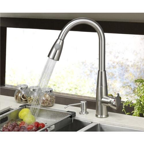 2015 Hot Sale Classic Torneira Para Cozinha Lanos Copper Pull Type Kitchen Faucet Hot And Cold Vegetables Basin Sink Brushed