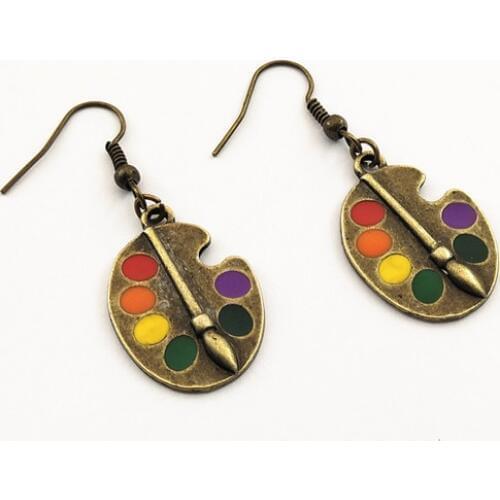 2020 New Bronze Palette Earrings Artist Earrings Wonderful Bronze Bright Artist Palette Earrings