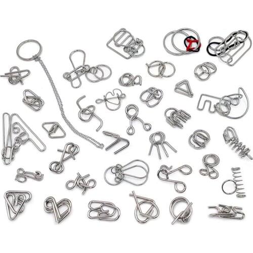 36Pcs/Set Metal Montessori Puzzle Wire IQ Mind Brain Teaser Puzzles Children Adults Interactive Game Reliever Educational Toys