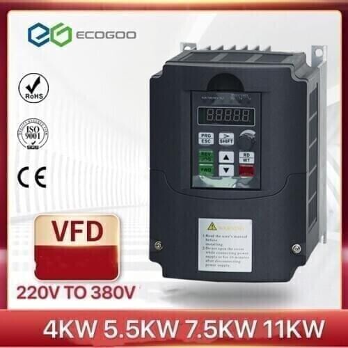 4kw VFD step up voltage converter inverter 220v to 380v single phase 220V converter to three phase 380v AC power transformer