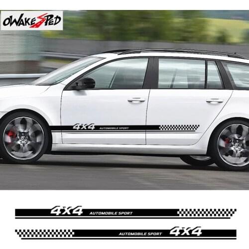 4x4 Automobile Sport Styling Car Door Side Skirt Stripes Decor Stickers For-Skoda Octavia Auto Body Accessories Vinyl Decal