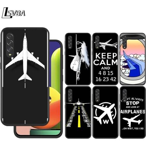 Airplane Flight Travel for Samsung Galaxy A90 A80 A70 A60 A50 A40 M30 A20E A2Core A10S A10E Silicon Soft Black Phone Case