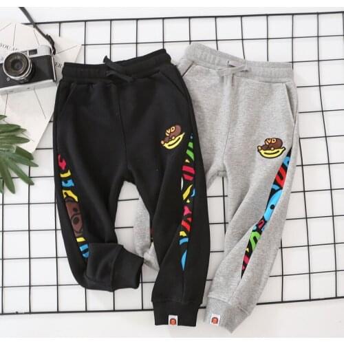 New Kids Boy Girls Cartoon Cute Animal Sleep on Banana Pattern Long Pant Legging Causal Pants Hip Hop Style Children Clothes