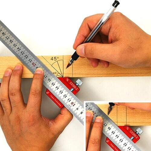 DIY Woodworking Angle Scriber Steel Ruler Positioning Block Line Scriber Gauge Aluminum Alloy For Meas Alloy For Measuring Tools