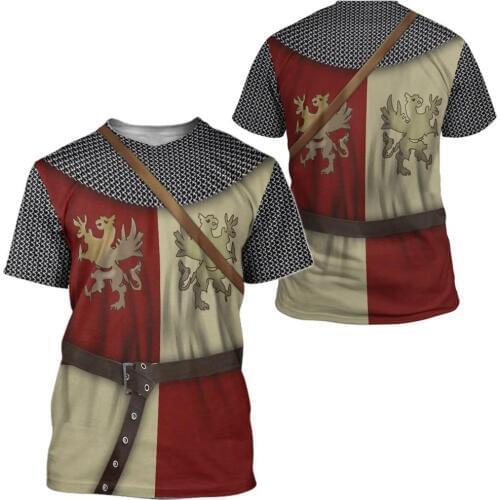 Knights Armor 3D Printed men t shirt Knights Templar Harajuku Fashion Short sleeve shirt summer street Casual Unisex tshirt