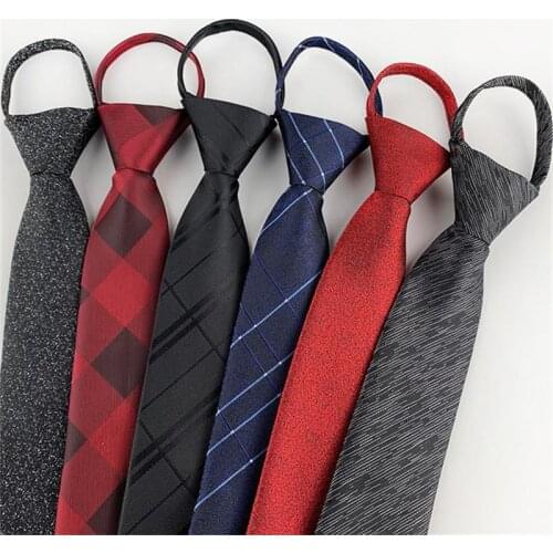 7cm Zip Necktie Mens Business Wedding Tie Dot Neckwear Knot Ready Solid Lazy ZIPPER TIE Suit Accessories Strip Formal Red Blue