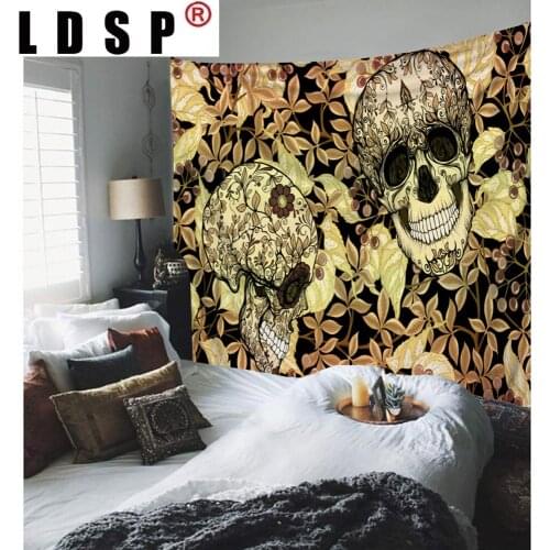 LDSP Skull Tapestry Wall Hanging Flowers Divination Tarot Ouija Witchcraft Hippie Wall Carpet Psychedelic Polyester Home Decor