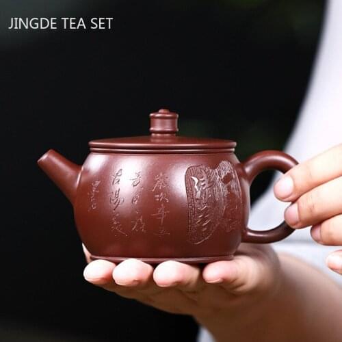 Chinese Yixing Tea Pot Master Hand-carved Purple Clay Teapot Beauty Filter Kettle Boutique Teaware Home Tea Ceremony Gifts 190ml