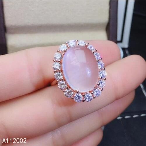 KJJEAXCMY Fine Jewelry Natural Rose Quartz 925 Sterling Silver New Men Women Ring Support Test Popular