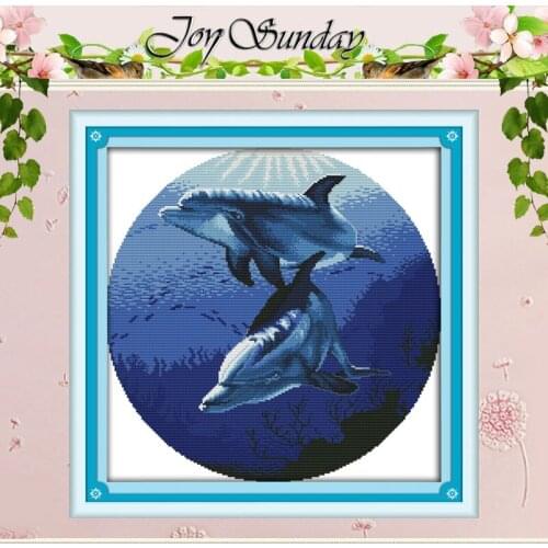 Classic Dolphins (2) Counted Cross Stitch 11CT 14CT Cross Stitch Sets Wholesale Chinese Cross-stitch Kits Embroidery Needlework