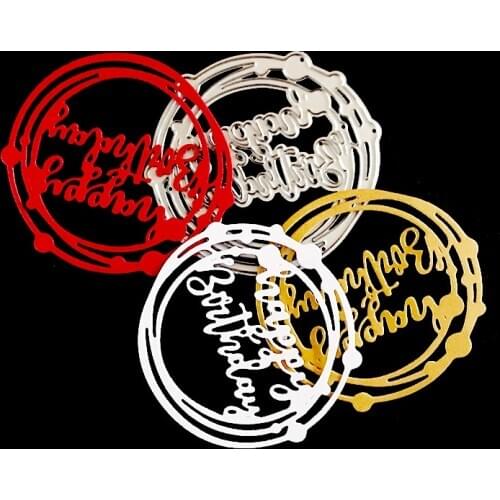 Round Happy Birthday Letters Embossing Metal Cutting Dies Die Cuts for Card Making Scrapbooking Album Decors 2021 New