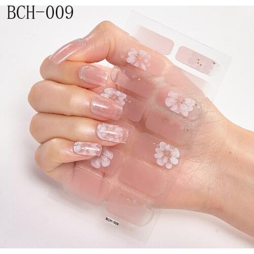 Lamemoria 1pcs Flower Nail Art Sticker Spring Customized Adhesive Back Acrylic Nail Sticker for Nails Creative Manicure Decals