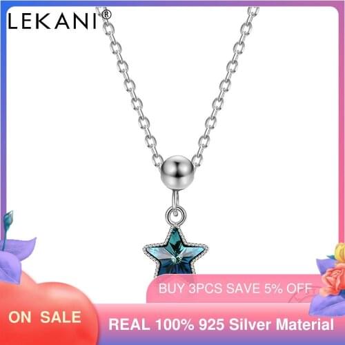 LEKANI 925 Sterling Silver Pendant Necklace For Women Five-Pointed Austria Crystal Necklace Party Fine Jewelry Trend 2021 New