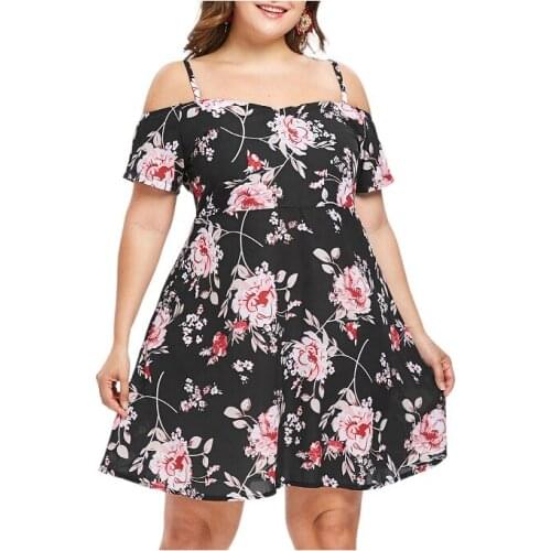 SCSTRONGER Summer Plus Size Womens Sling Wide Loose Long Skirt Fashion Mini Irregular Floral Print Dress Летние Платья 2021