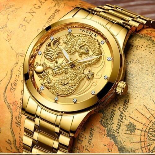 Fashion Steel Strap Luxury Watch Men Creative Dragon Quartz-watch Casual Male Sports Masculino Business Wristwatch Clock