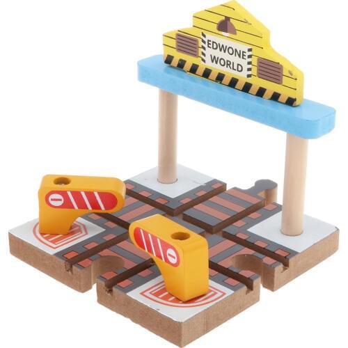 Wooden Train Track Accessories Set Railway Assembly Building Toy for Kids Toddlers - Station
