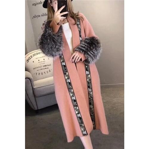 Medium length mink cashmere , autumn winter new sleeves, cardigan free shipping S1007