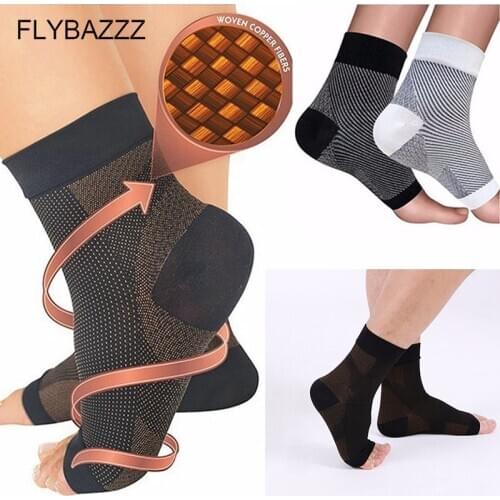 Copper Fiber Sports Ankle Protector Socks Compression Socks Ankle Sprain Joint Protection Elastic Toe Socks Compression Sleeves