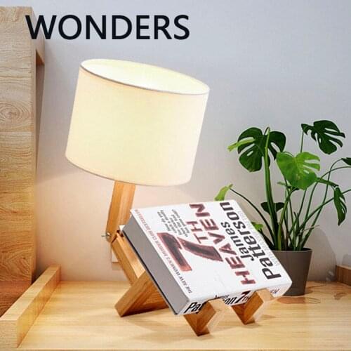 Nordic LED table lamp childrens night light desk lamp dormitory bedside office study creative solid wood baseus table light